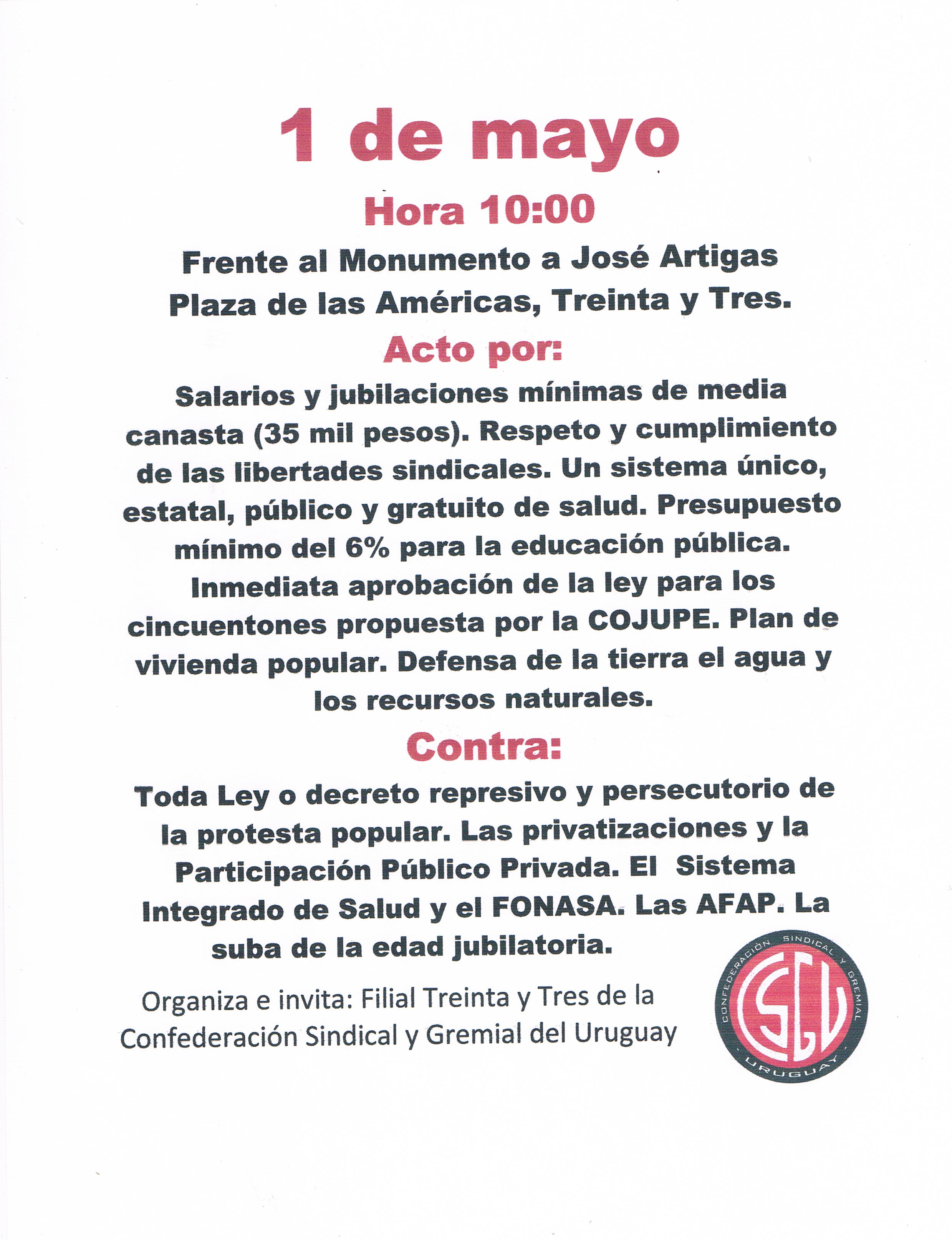 Afiche 1 de mayo 2017