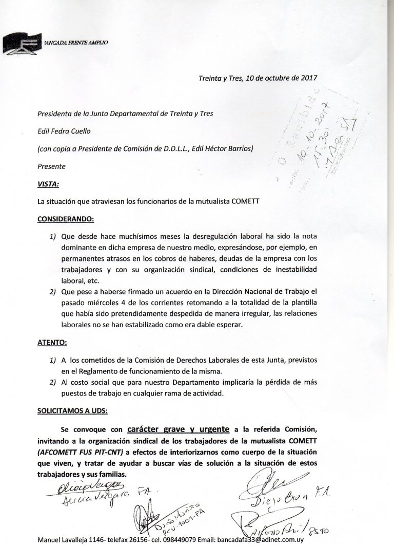 pedido comision DDLL COMETT