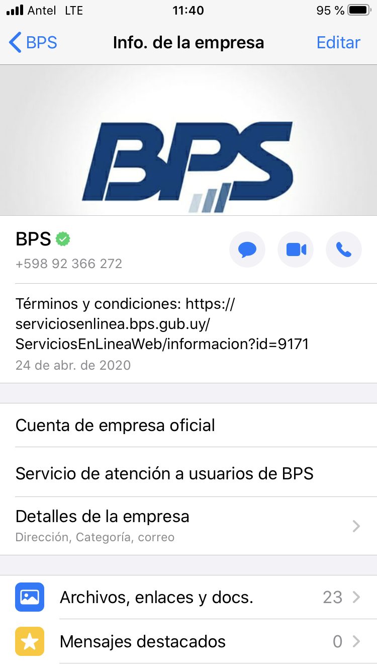 Ejemplo de cuenta verificada BPS