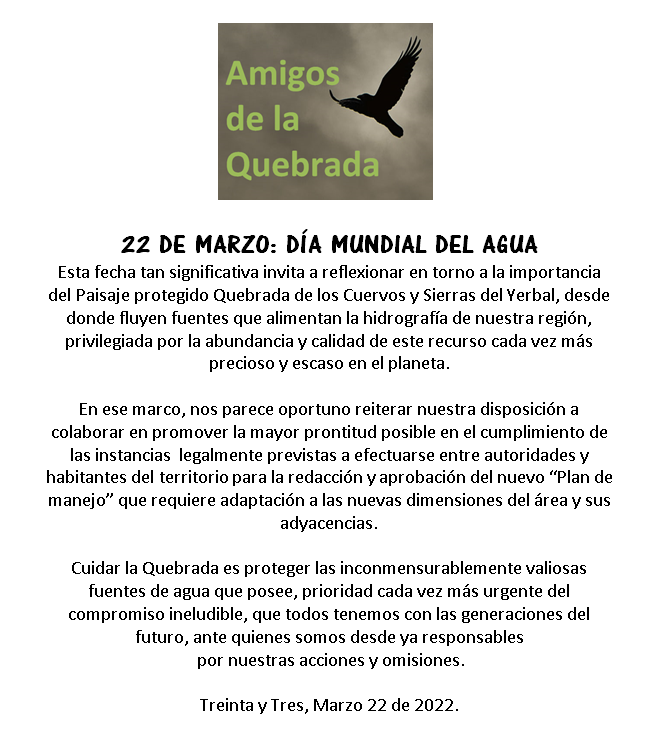 Comunicado día del Agua